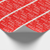 Gepersonaliseerd Retro Fla Script Rood Cadeaupapier (Hoek)