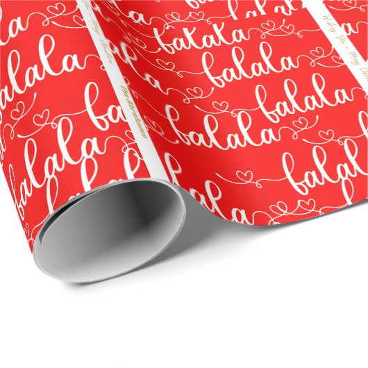 Gepersonaliseerd Retro Fla Script Rood Cadeaupapier (Rol Hoek)