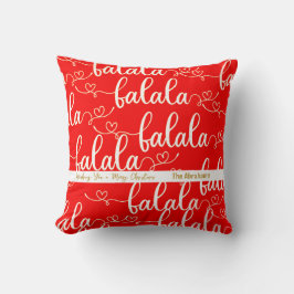 Gepersonaliseerd Retro Fla Script Rood Kussen