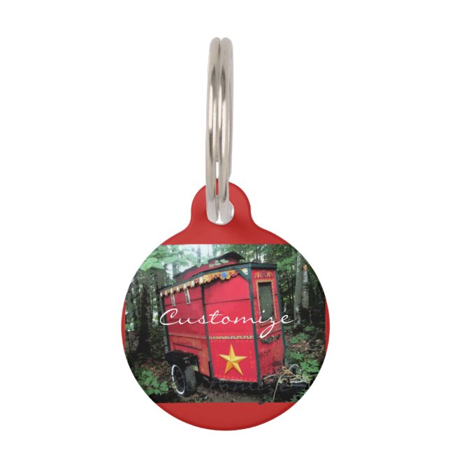 Gepersonaliseerd Retro gypsy  camper Huisdierpenning (Voorkant)