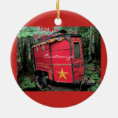 Gepersonaliseerd Retro gypsy  camper Keramisch Ornament (Achterkant)
