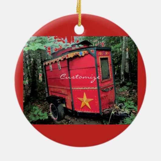 Gepersonaliseerd Retro gypsy  camper Keramisch Ornament (Achterkant)