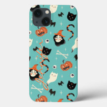 Gepersonaliseerd retro Halloween Witch Pumpkin Pat