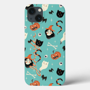 Gepersonaliseerd retro Halloween Witch Pumpkin Pat Case-Mate iPhone Case
