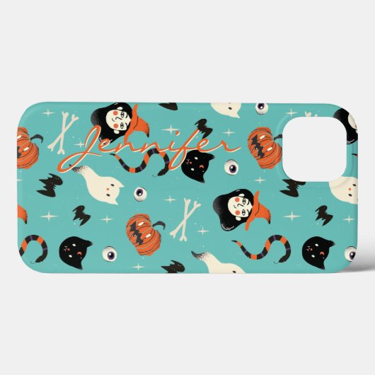Gepersonaliseerd retro Halloween Witch Pumpkin Pat Case-Mate iPhone Case (Achterkant (horizontaal))