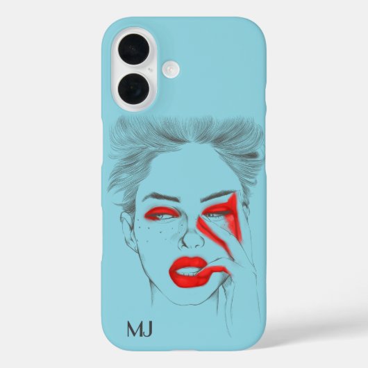 Gepersonaliseerd Retro Illustratie - Baby blauw Case-Mate iPhone Case (Achterkant)