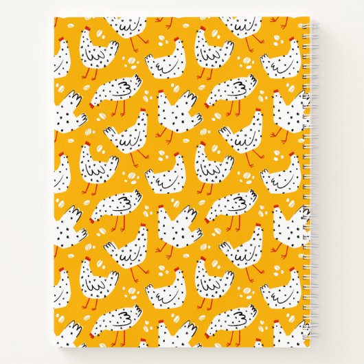 Gepersonaliseerd Retro Kip Hen Monogram Notitieboek (Achterkant)