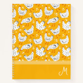 Gepersonaliseerd Retro Kip Hen Monogram Notitieboek (Voorkant)