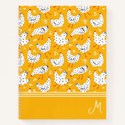 Gepersonaliseerd Retro Kip Hen Monogram Notitieboek (Voorkant)