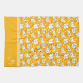 Gepersonaliseerd Retro Kip Monogram Theedoek (Horizontaal)