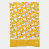 Gepersonaliseerd Retro Kip Monogram Theedoek (Verticaal)