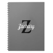 Gepersonaliseerd Retro Monogram grijs zwart wit Notitieboek (Voorkant)