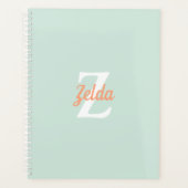 Gepersonaliseerd Retro Monogram Mint Groen Sinaasa Planner (Voorkant)