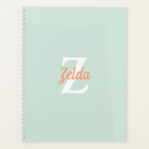 Gepersonaliseerd Retro Monogram Mint Groen Sinaasa Planner