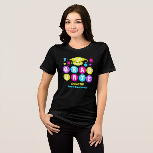 Gepersonaliseerd Retro Neon Afstuderen Tri-Blend Shirt (Voorkant volledig)