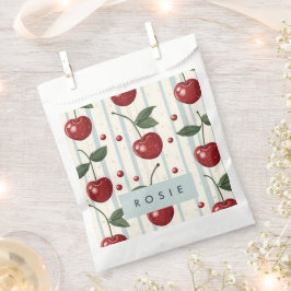 Gepersonaliseerd  retro rode kersenpatroon bedankzakje