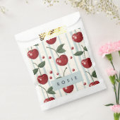 Gepersonaliseerd  retro rode kersenpatroon bedankzakje (Gezegeld)