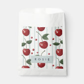 Gepersonaliseerd  retro rode kersenpatroon bedankzakje (Voorkant)