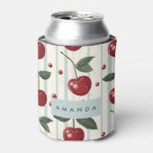 Gepersonaliseerd  retro rode kersenpatroon blikjeskoeler (Blikje Voorkant)