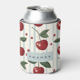 Gepersonaliseerd  retro rode kersenpatroon blikjeskoeler