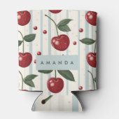 Gepersonaliseerd  retro rode kersenpatroon blikjeskoeler (Achterkant)