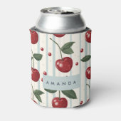 Gepersonaliseerd  retro rode kersenpatroon blikjeskoeler (Blikje Achterkant)