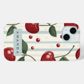 Gepersonaliseerd  retro rode kersenpatroon Case-Mate iPhone case (Achterkant (horizontaal))