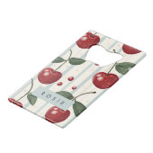 Gepersonaliseerd  retro rode kersenpatroon creditkaart flessenopener (Voorkant Gekanteld)