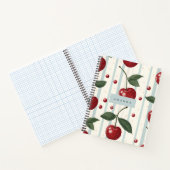 Gepersonaliseerd  retro rode kersenpatroon notitieboek (Binnen)