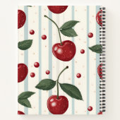 Gepersonaliseerd  retro rode kersenpatroon notitieboek (Achterkant)