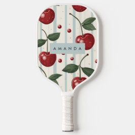 Gepersonaliseerd  retro rode kersenpatroon pickleball paddle