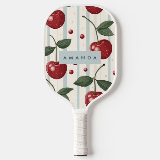 Gepersonaliseerd  retro rode kersenpatroon pickleball paddle (Voorkant)