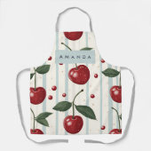 Gepersonaliseerd retro rode kersenpatroon schort (Voorkant)