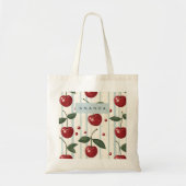Gepersonaliseerd  retro rode kersenpatroon tote bag (Voorkant)