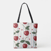 Gepersonaliseerd retro rode kersenpatroon tote bag (Achterkant)