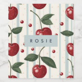 Gepersonaliseerd  retro rode kersenpatroon wijn etiket (Enkel label)