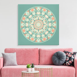 Gepersonaliseerd  Retro Sage en Zand Mandala Canvas Afdruk