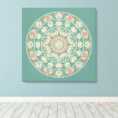 Gepersonaliseerd  Retro Sage en Zand Mandala Canvas Afdruk (Insitu (Houten vloer))