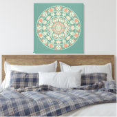 Gepersonaliseerd  Retro Sage en Zand Mandala Canvas Afdruk (Insitu (Slaapkamer))