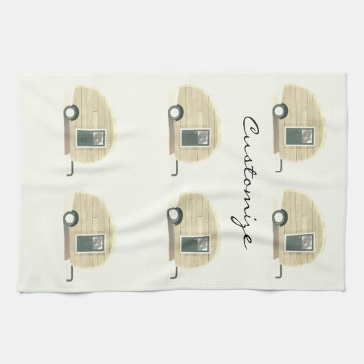 Gepersonaliseerd Retro  trapsgewijze camera Theedoek (Horizontaal)