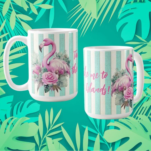 Gepersonaliseerd  Retro Tropische Roze Flamingo Koffiemok