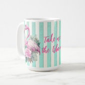 Gepersonaliseerd  Retro Tropische Roze Flamingo Koffiemok (Voorkant links)