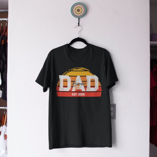 Gepersonaliseerd Retro  vader Papa gepersonaliseer T-shirt