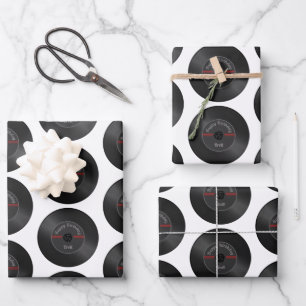 Gepersonaliseerd Retro Vinyl Record inpakpapier –  Vel