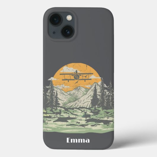 Gepersonaliseerd, Retro, Vliegtuig, zonsondergang, Case-Mate iPhone Case (Achterkant)