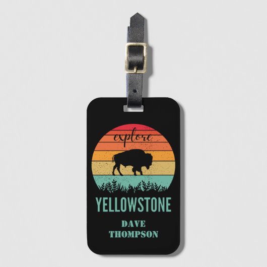Gepersonaliseerd Retro Yellowstone National Park Bagagelabel (Voorkant (verticaal))