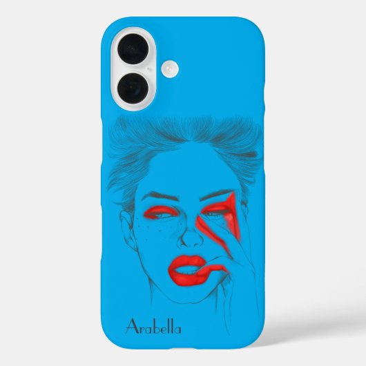 Gepersonaliseerd retroillustratie - blauw Case-Mate iPhone case (Achterkant)