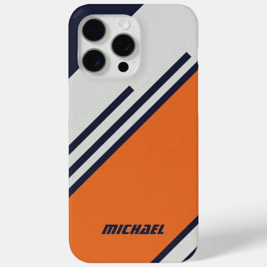 Gepersonaliseerd Retrostrips in blauw Sinaasappel Case-Mate iPhone Case (Achterkant)