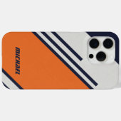 Gepersonaliseerd Retrostrips in blauw Sinaasappel Case-Mate iPhone Case (Achterkant (horizontaal))