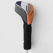 Gepersonaliseerd Retrostrips in blauw Sinaasappel Golfheadcover (Schuin)